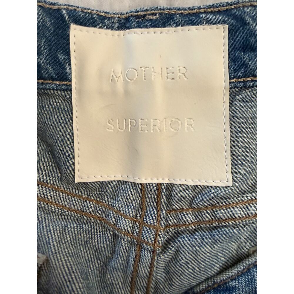 Mother Superior The Dodger Button Sneak Wide Leg Jeans Womens 29 Blue Denim - Picture 9 of 16